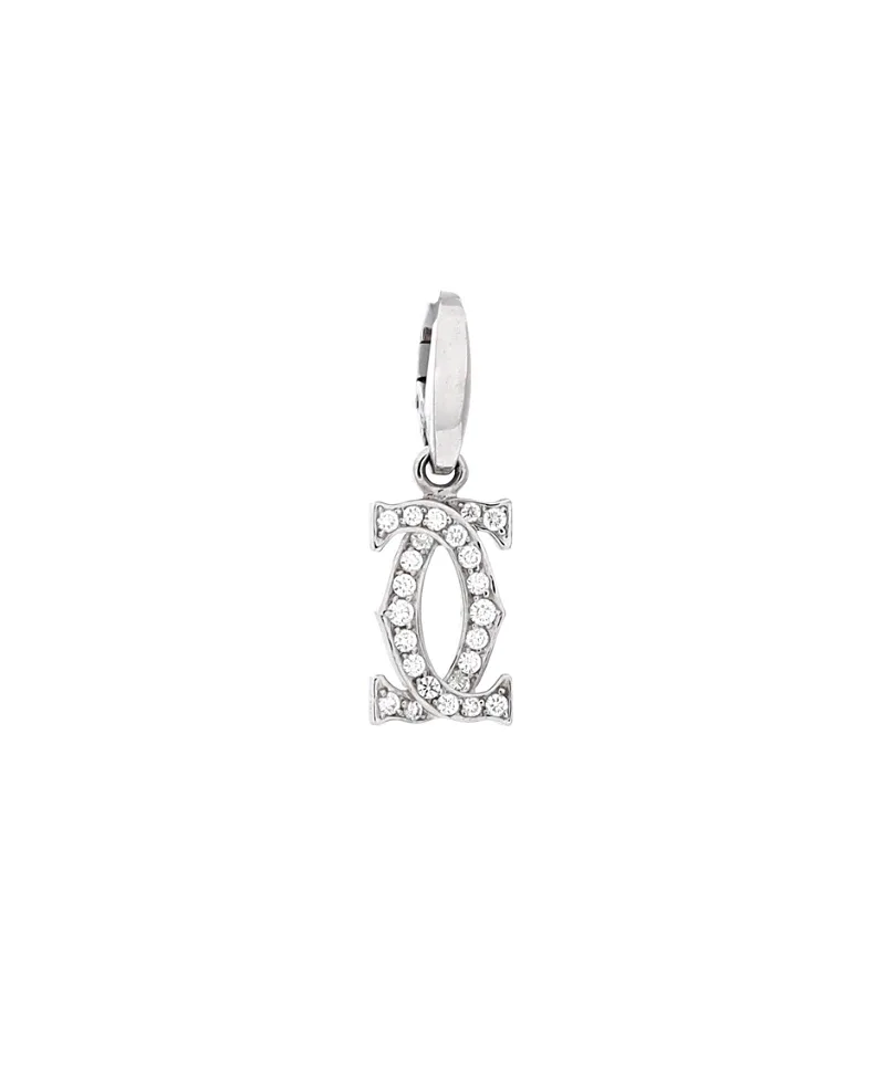 Pre-Owned Cartier Double C Charm Pendant 18K White Gold with Diamonds
