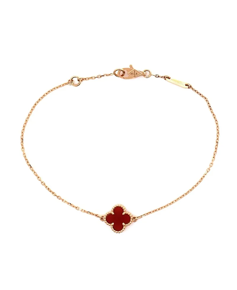 Pre-Owned Van Cleef & Arpels Sweet Alhambra Bracelet 18K Rose Gold and Carnelian by Pre-owned Van Cleef & Arpels