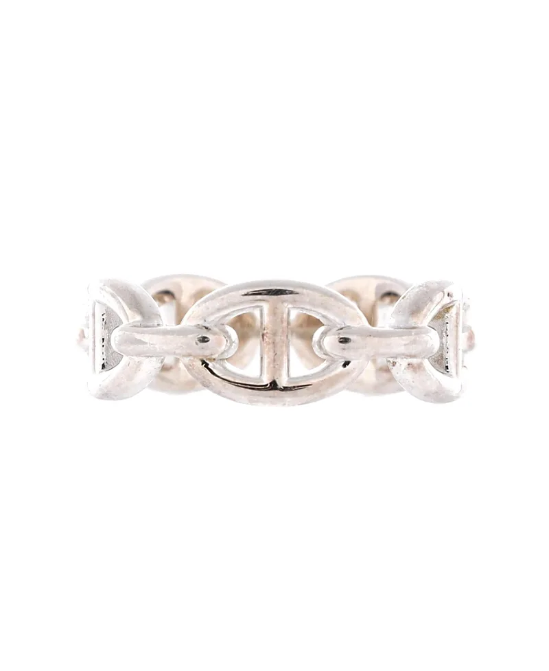 Pre-Owned Hermes Small Chaine dAncre Enchainee Ring Sterling Silver by Hermes