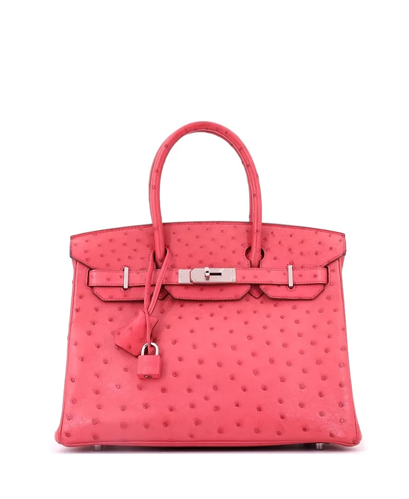 Pre-Owned Birkin 30 Handbag Ostrich with Palladium Hardware by Hermes