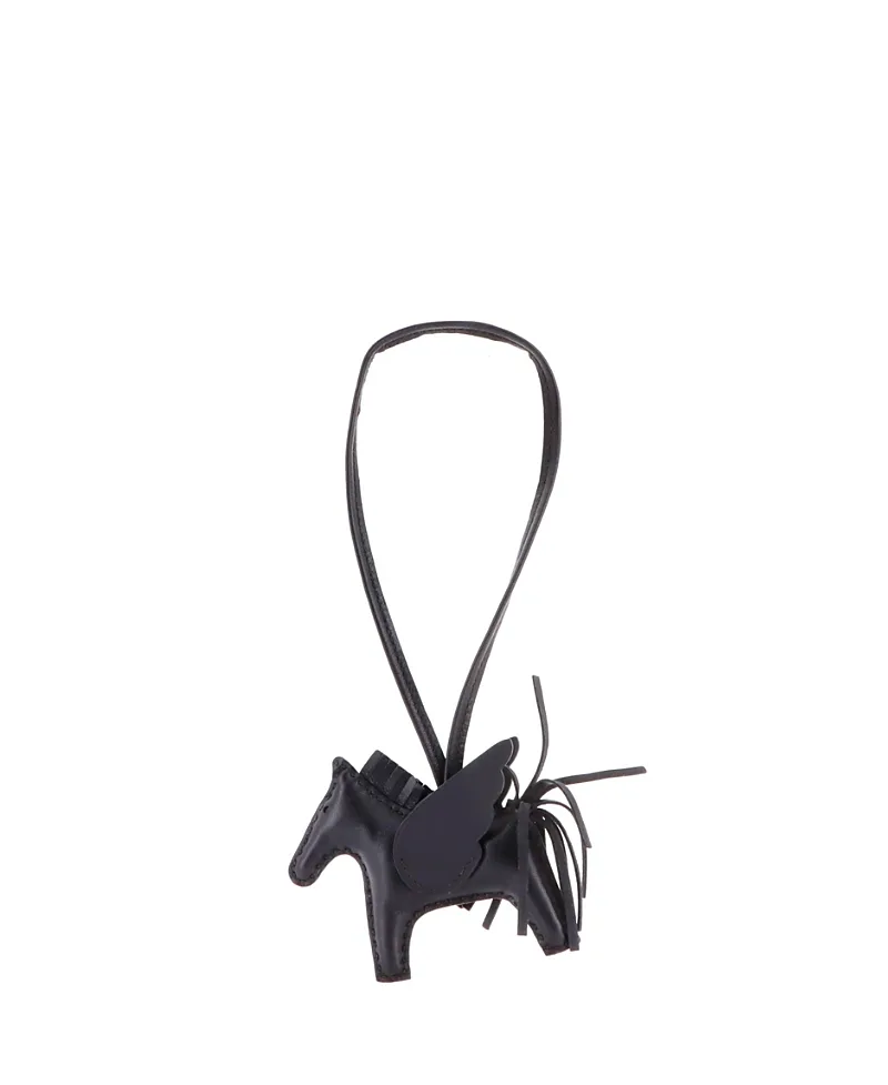 Pre-Owned Pm So Black Pegase Rodeo Bag Charm Leather by Hermes
