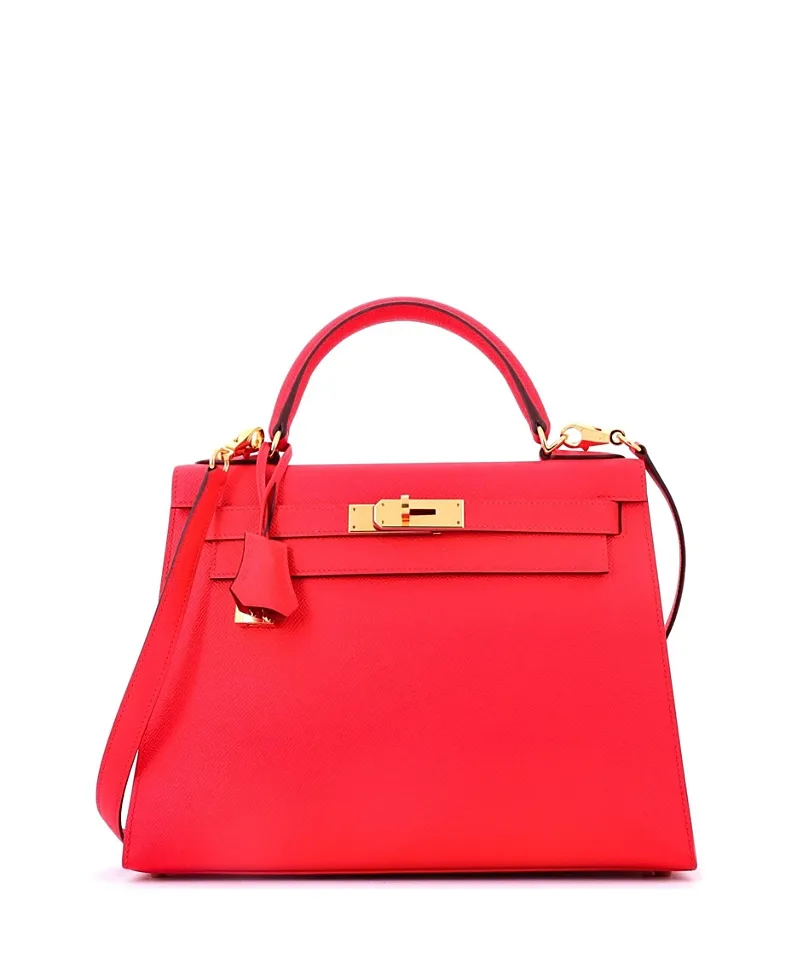 Pre-Owned Kelly 28 Handbag Epsom with Gold Hardware by Hermes