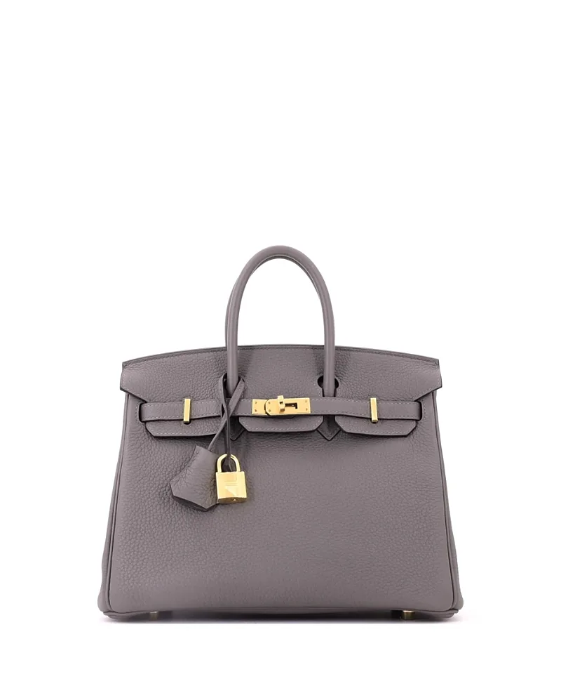 Pre-Owned Birkin 25 Handbag Togo with Gold Hardware by Hermes