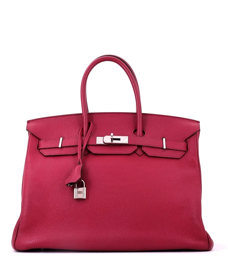 Pre-Owned Birkin 35 Handbag Togo with Palladium Hardware by Hermes