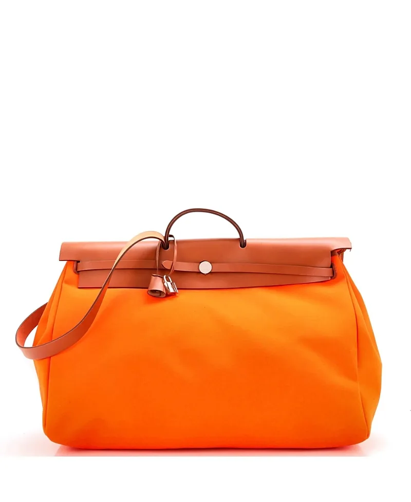 Pre-Owned 50 Herbag Zip Leather and Toile by Hermes