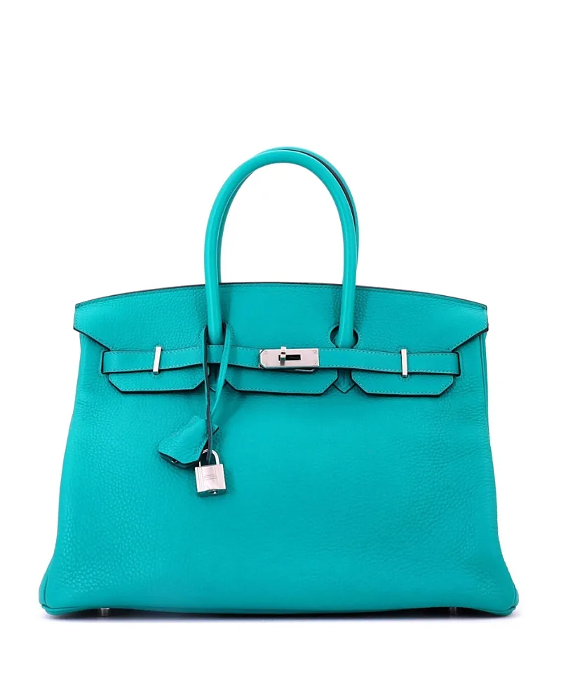 Pre-Owned Birkin 35 Handbag Clemence with Palladium Hardware by Hermes