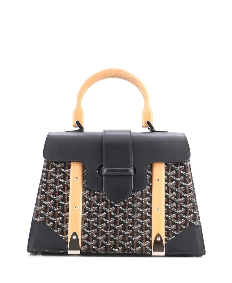 Pre-Owned mm Saigon Top Handle Bag Coated Canvas with Leather by Pre-owned Goyard