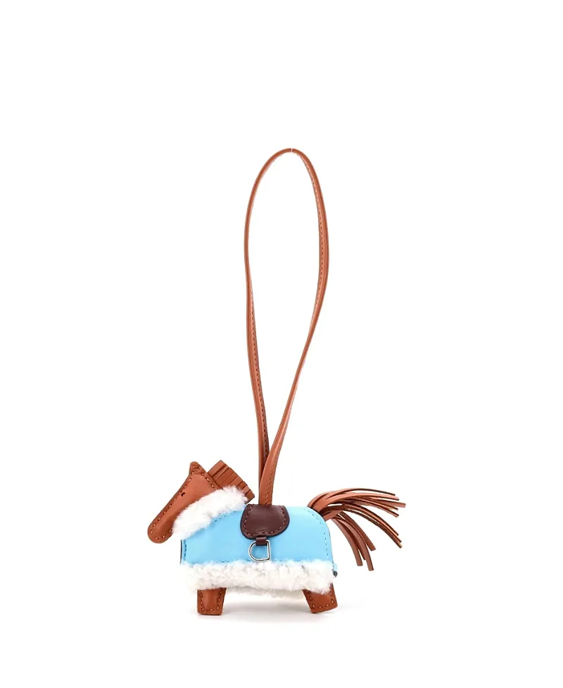 Pre-Owned Pm Robeo Rodeo Plush Bag Charm Leather and Wool by Hermes