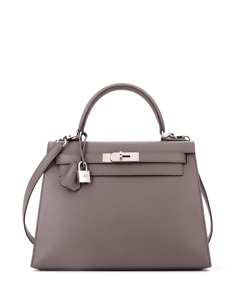 Pre-Owned Kelly 28 Handbag Epsom with Palladium Hardware by Hermes