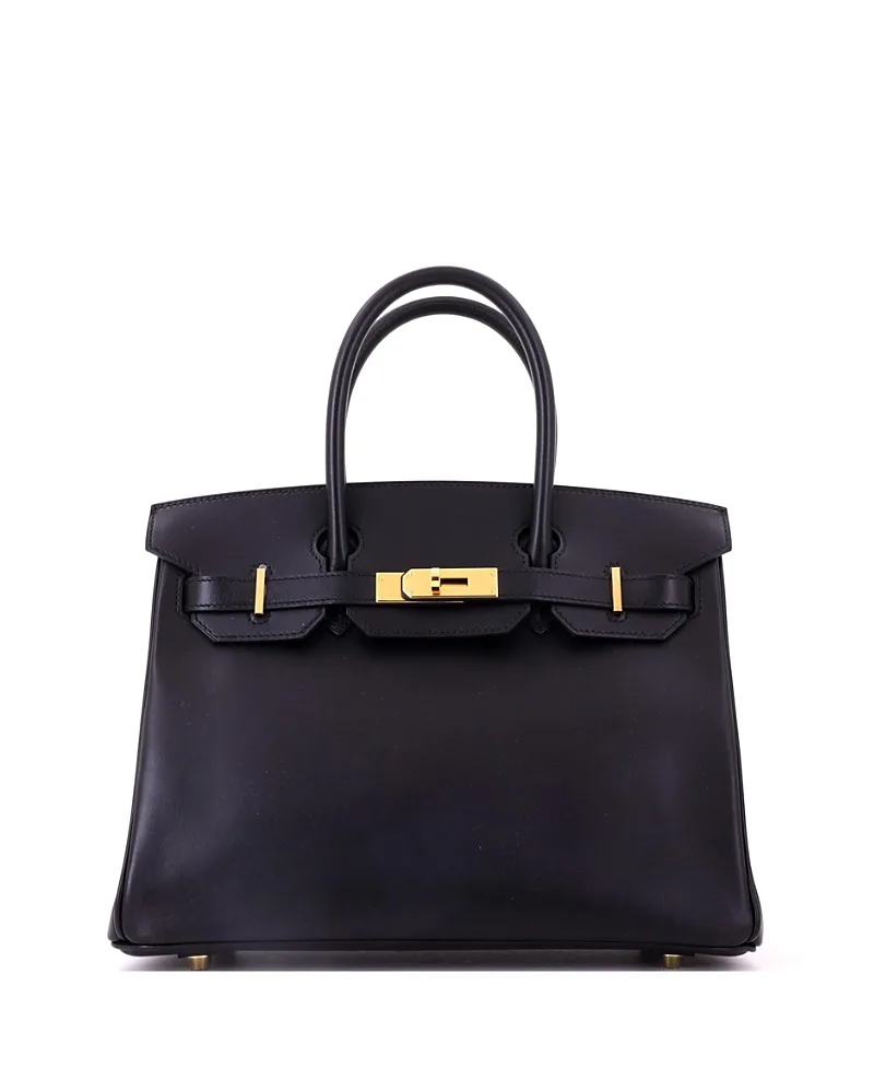 Pre-Owned Birkin 30 Handbag Box Calf with Gold Hardware by Hermes