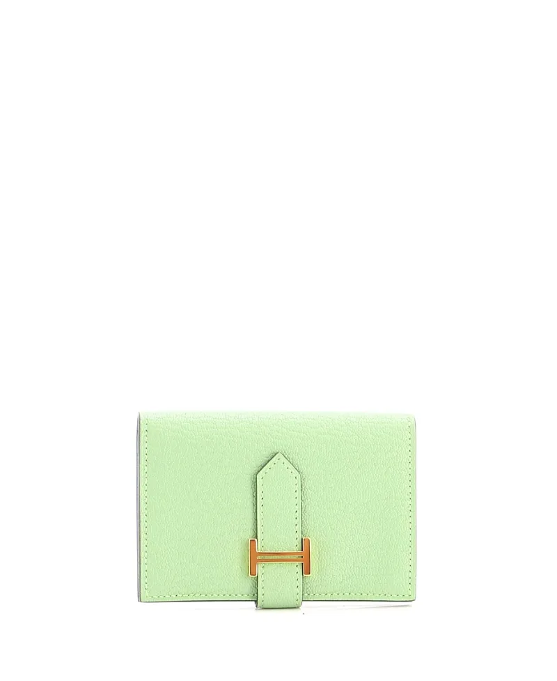 Pre-Owned Compact Trifold Bearn Wallet Chevre Mysore by Hermes