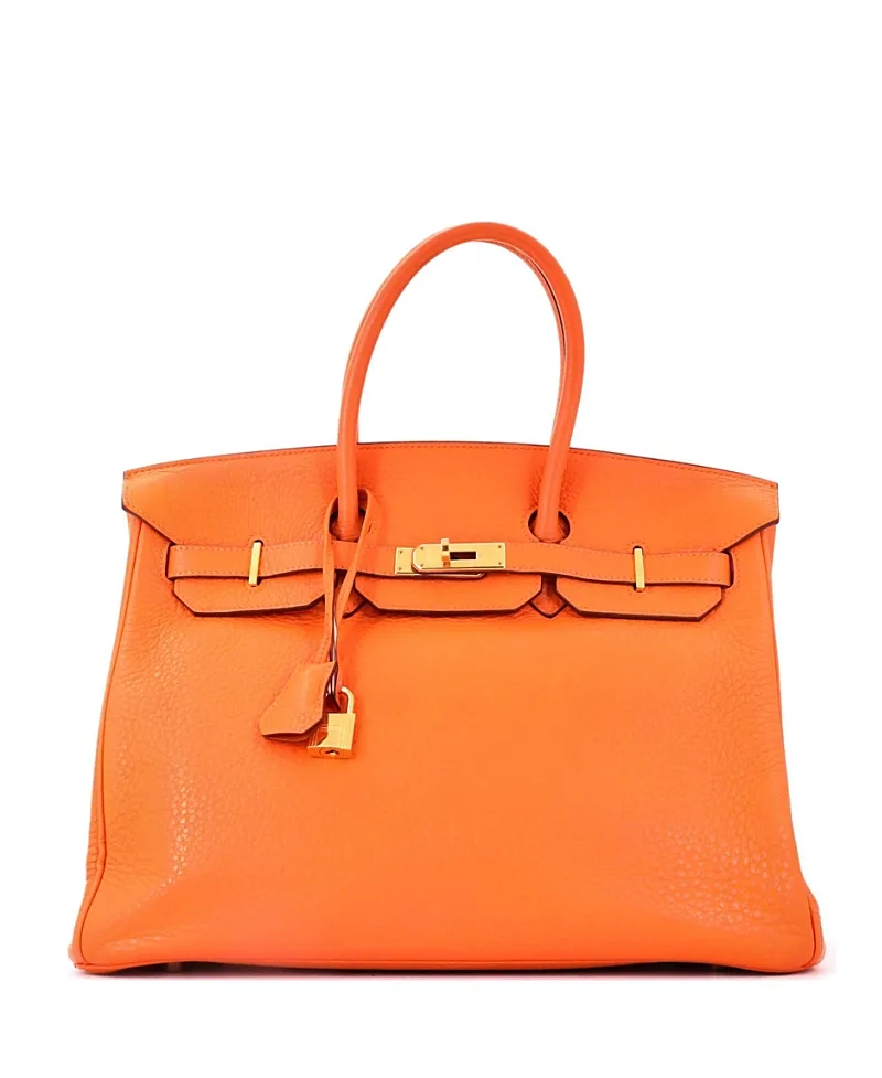 Pre-Owned Birkin 35 Handbag Clemence with Gold Hardware