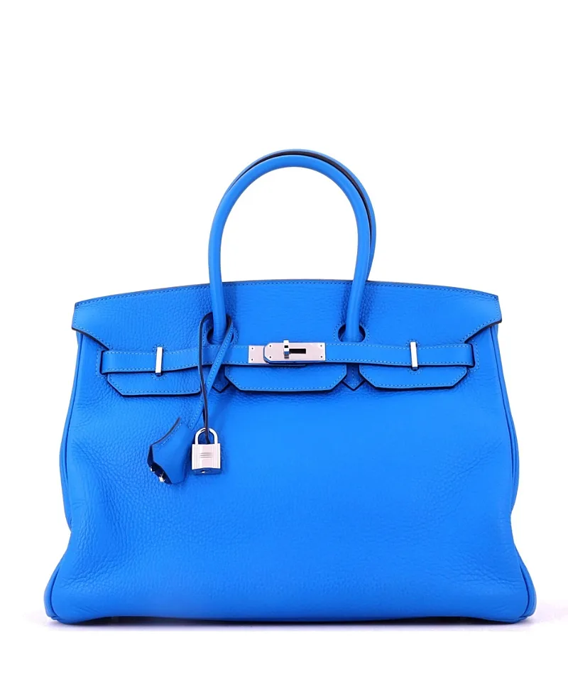 Pre-Owned Birkin 35 Handbag Clemence with Palladium Hardware