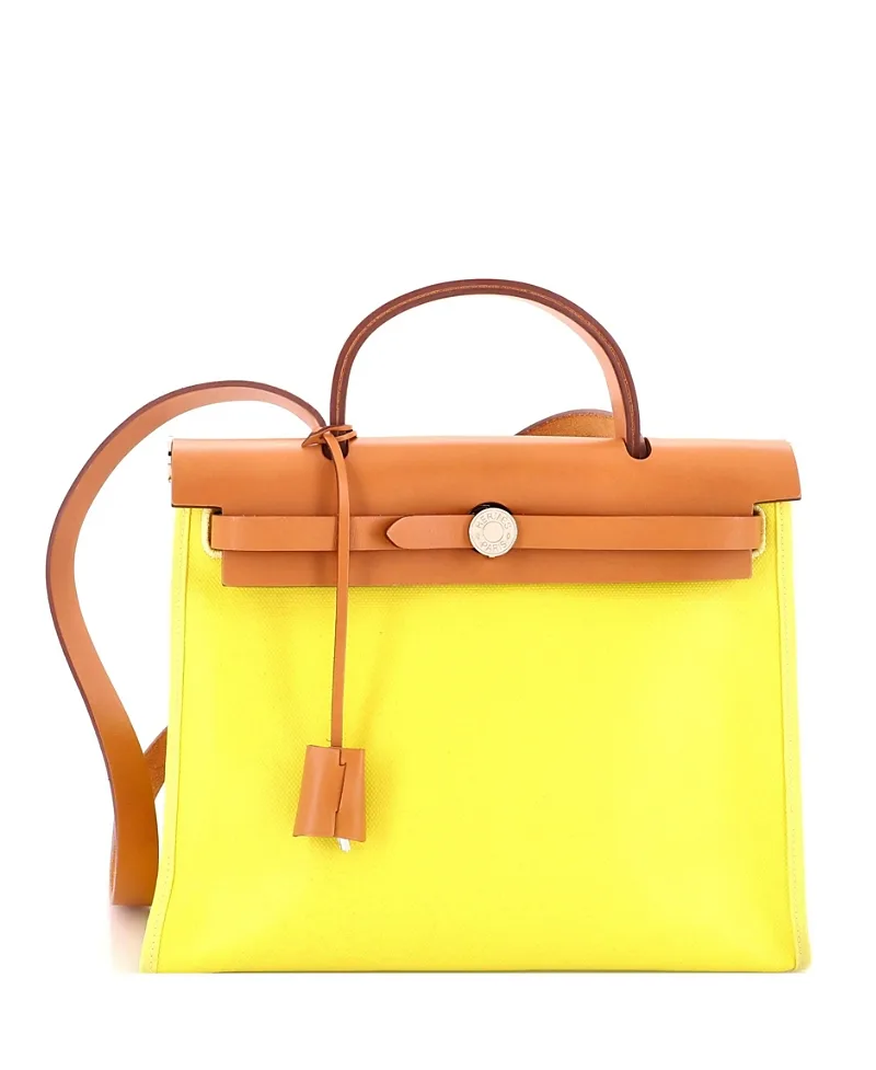 Pre-Owned Hermes 31 Herbag Zip Berline Vache Canvas and Leather by Hermes