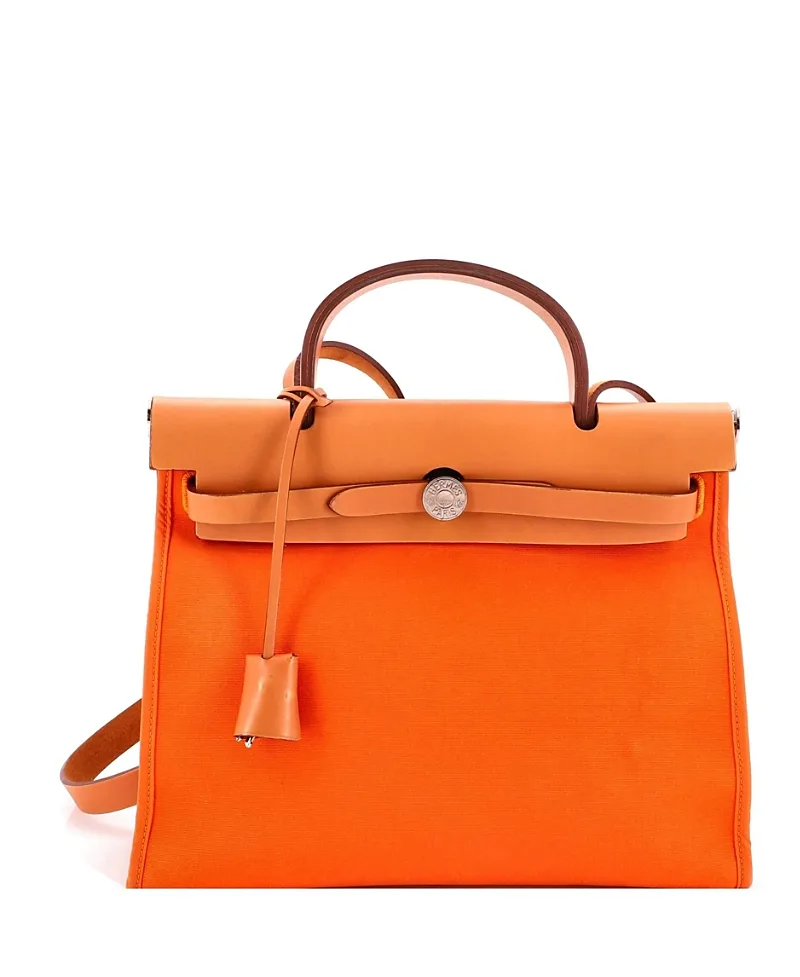 Pre-Owned Hermes 31 Herbag Zip Leather and Toile by Hermes