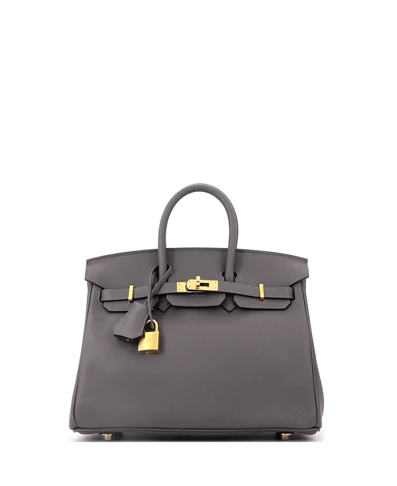 Pre-Owned Birkin 25 Handbag Swift with Gold Hardware by Hermes