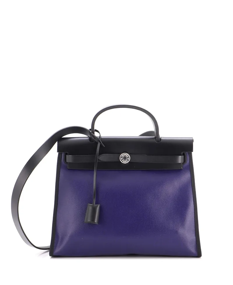 Pre-Owned Hermes 31 Herbag Zip Berline Vache Canvas and Leather