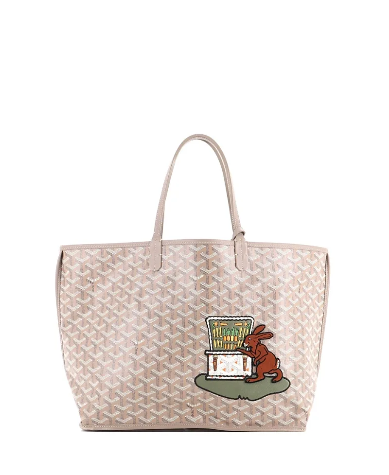 Pre-Owned Goyard Pm Anjou Reversible Tote Embroidered Coated Canvas by Pre-owned Goyard