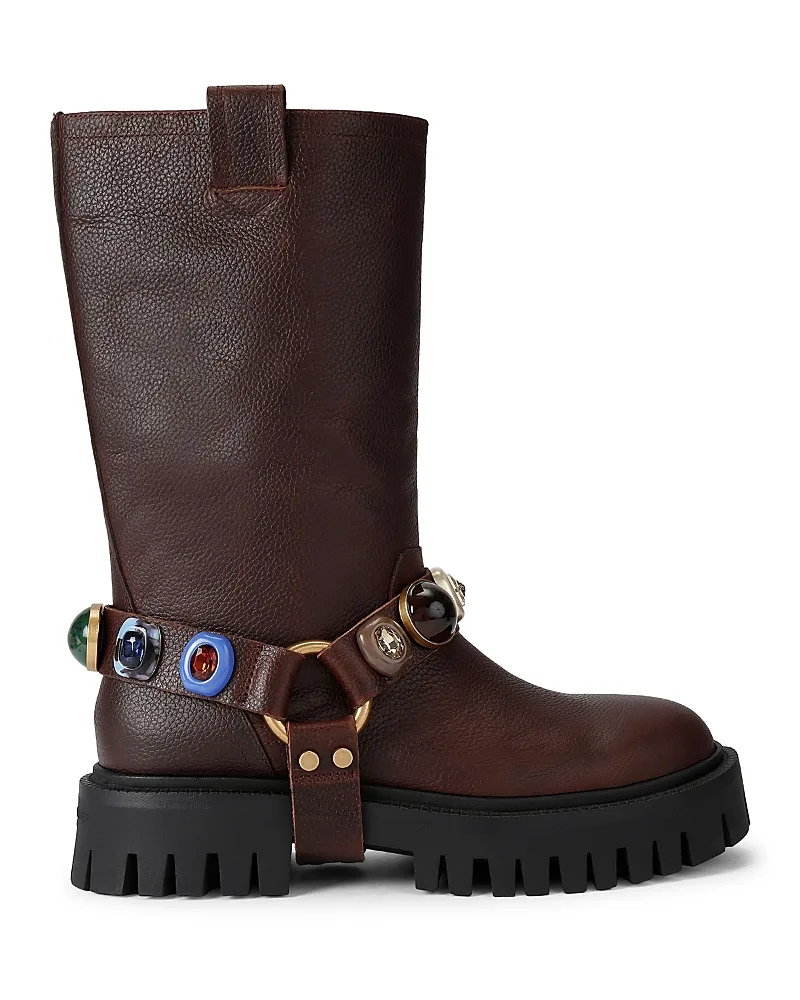 Loulou Leather Harness Biker Boots by Kurt Geiger