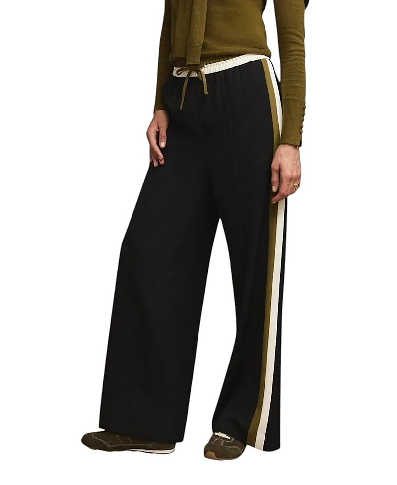 Side Stripe Tie Waist Wide Trousers by Mint Velvet