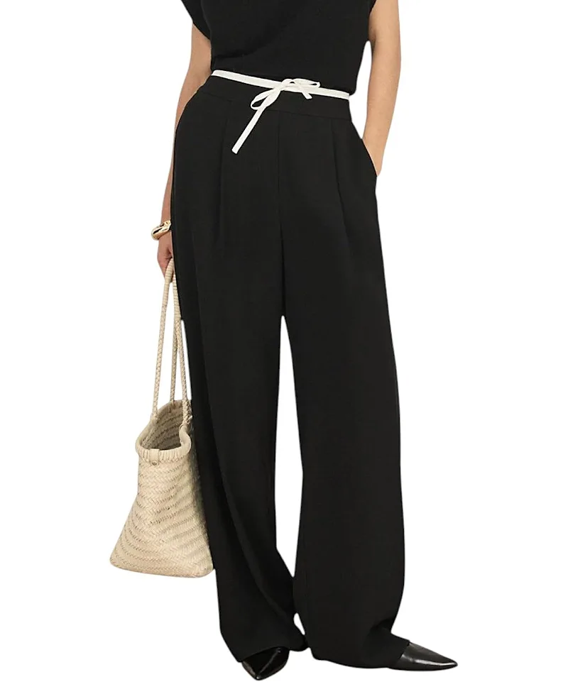 Contrast Waist Wide Leg Trousers by Mint Velvet