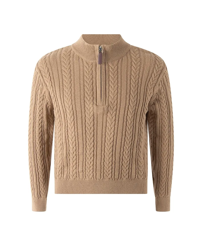 Cable Knit Half-Zip Stripe Sweater by Rachel Riley