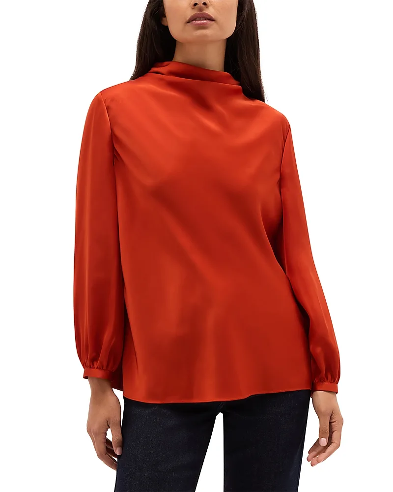 Lulworth High Cowl Neck Satin Blouse by Hobbs London