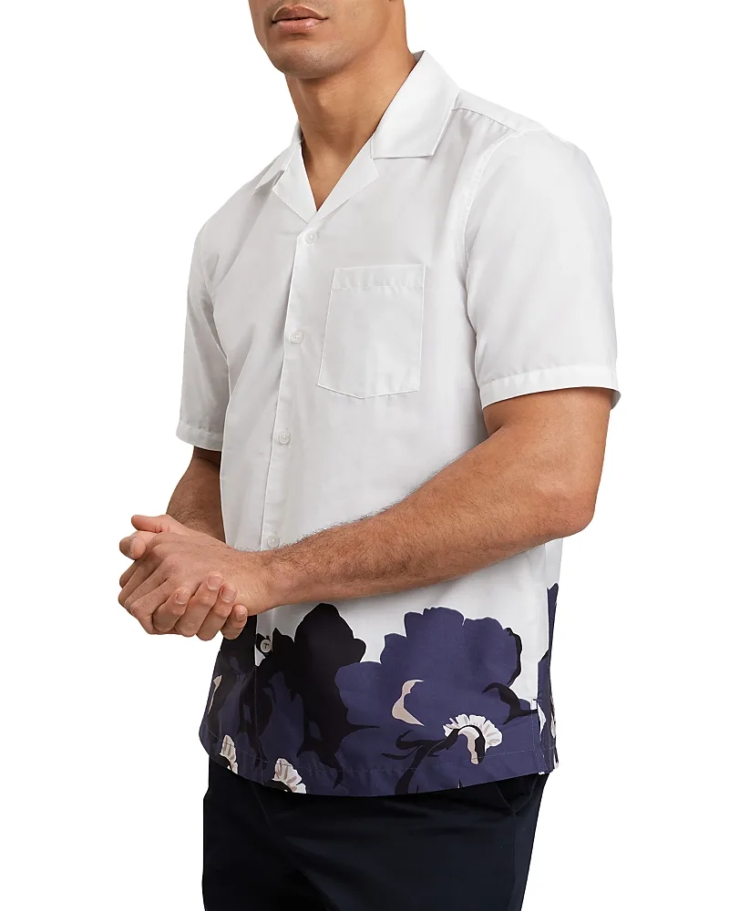 Biscarn Floral Print Relaxed Fit Short Sleeve Shirt