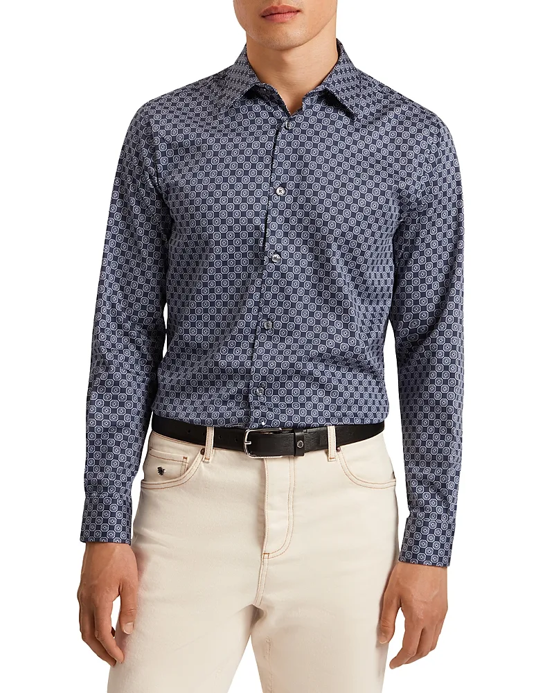 Geometric Circle Print Slim Fit Button Down Shirt by Ted Baker