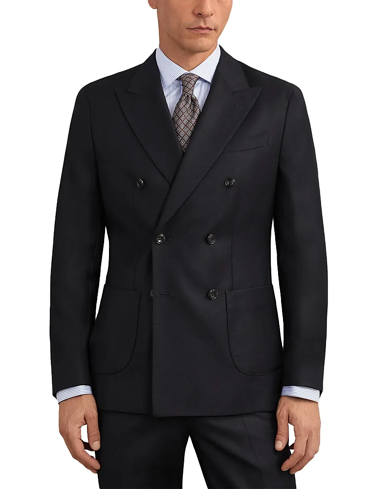 Muse Wool Tailored Fit Double Breasted Flannel Blazer by Reiss