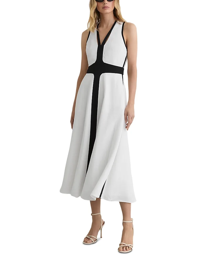 Contrast Trim Midi Dress by Reiss