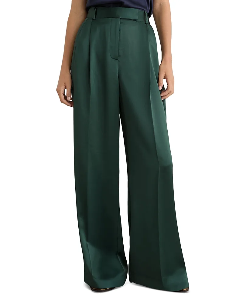Zadie Wide Leg Satin Pants by Reiss