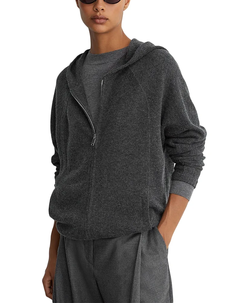 Evie Full Zip Hoodie Sweater by Reiss