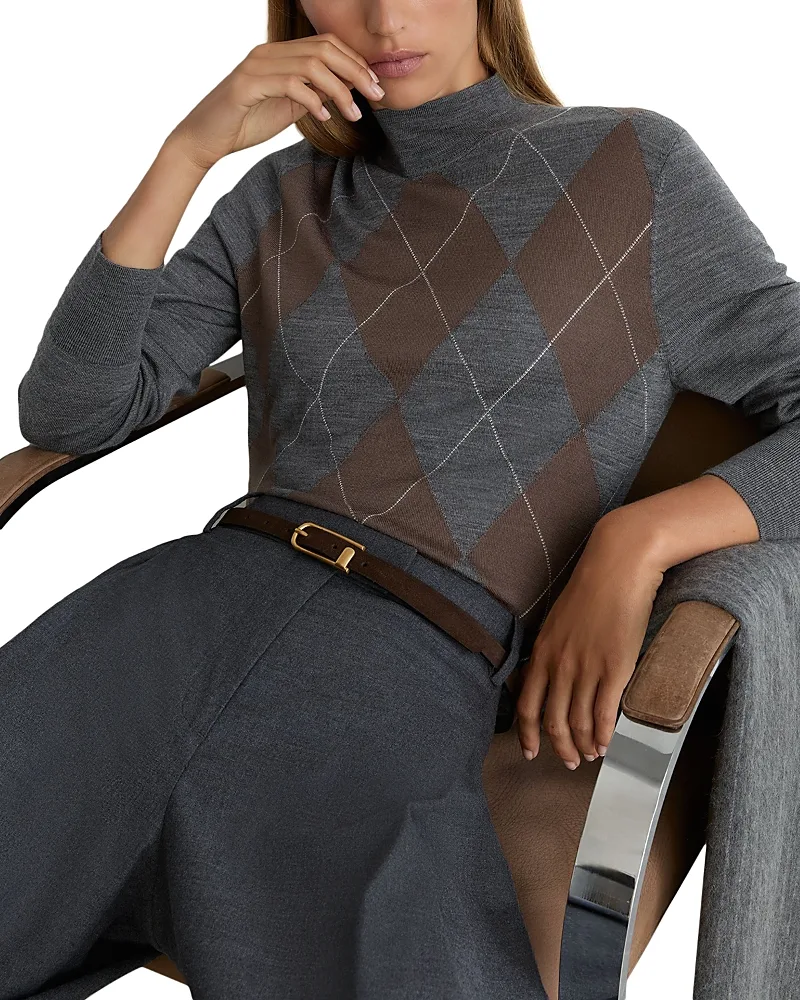 Sage Wool Argyle Sweater by Reiss