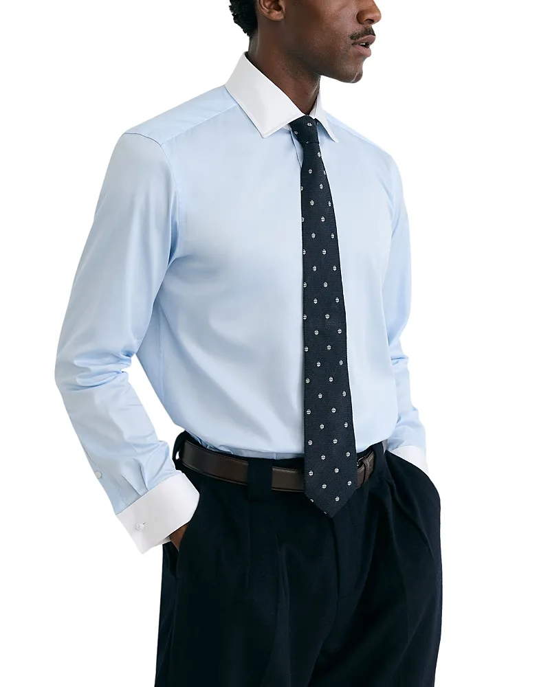 Wells Cotton Blend Stretch Contrast Collar Dress Shirt by Reiss