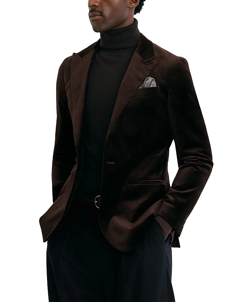Apsara Cotton Blend Peak Lapel Velvet Blazer by Reiss