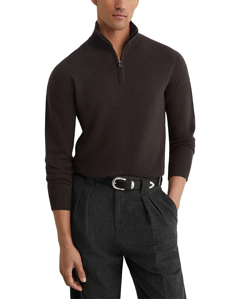 Royal Cashmere Stand Collar Half Zip Sweater by Reiss