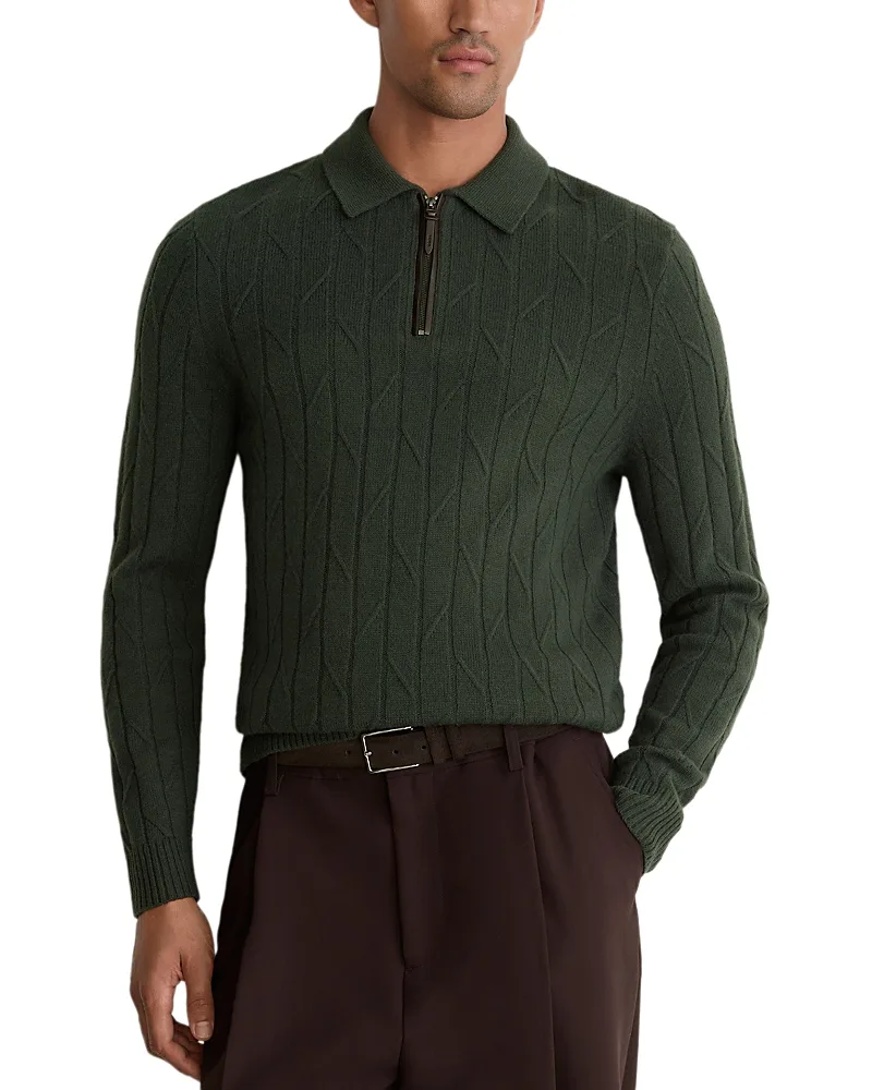 Bartstow Wool Half Zip Diagonal Stitch Sweater by Reiss