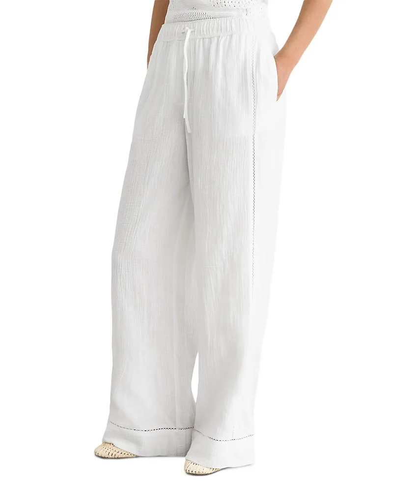 Rue Cotton Wide Leg Pants by Reiss