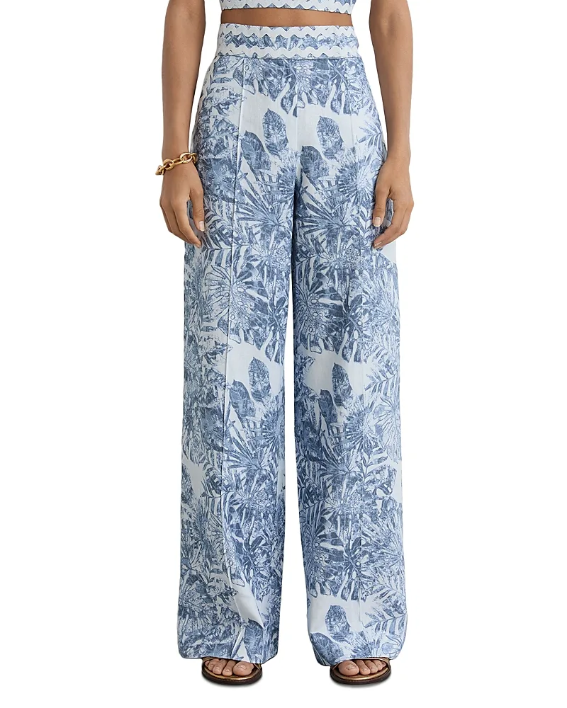 Mila Printed Linen Pants by Reiss