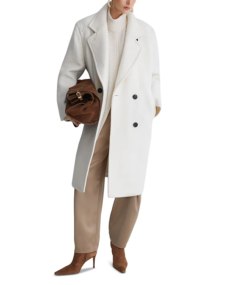 Kira Double Breasted Wool Blend Coat by Reiss