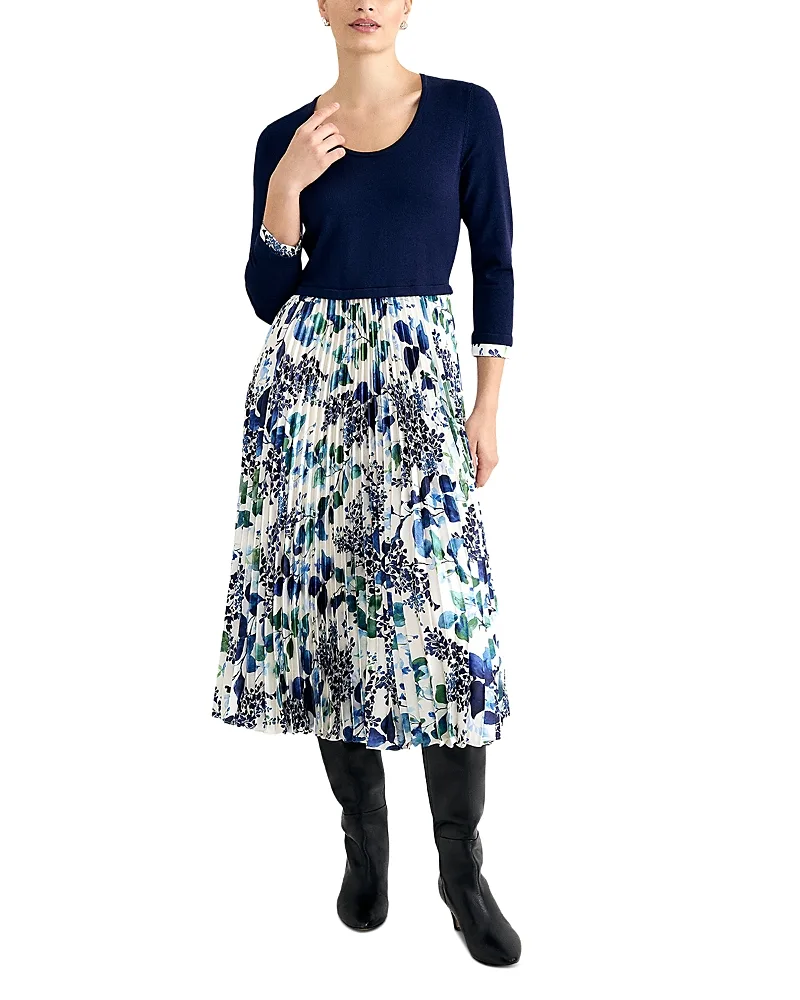 Beatrice Mixed Media Pleated Midi Dress by Phase Eight