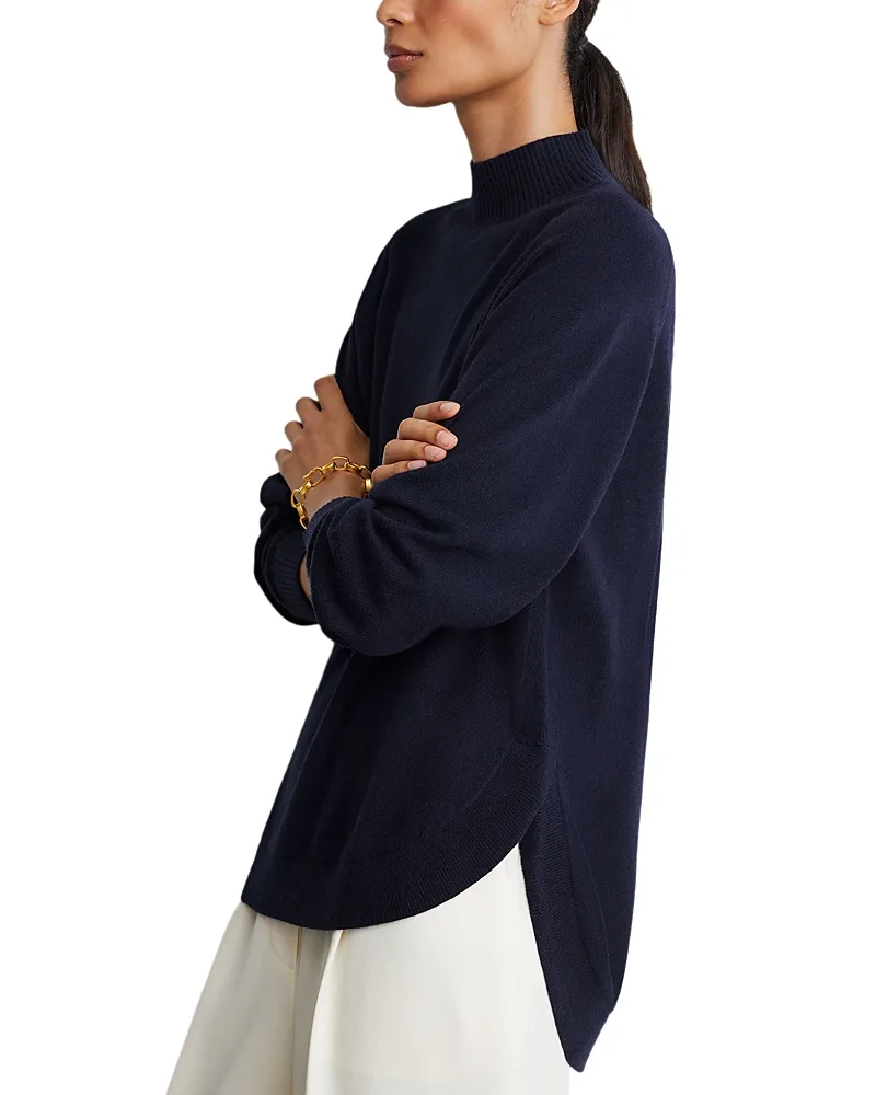 River Funnel Neck Curved Hem Sweater by Reiss