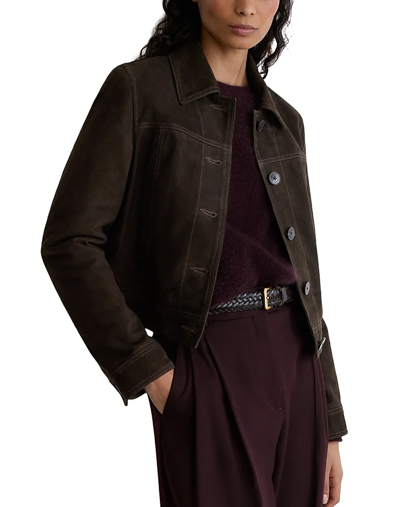 Callie Suede Trucker Jacket by Reiss