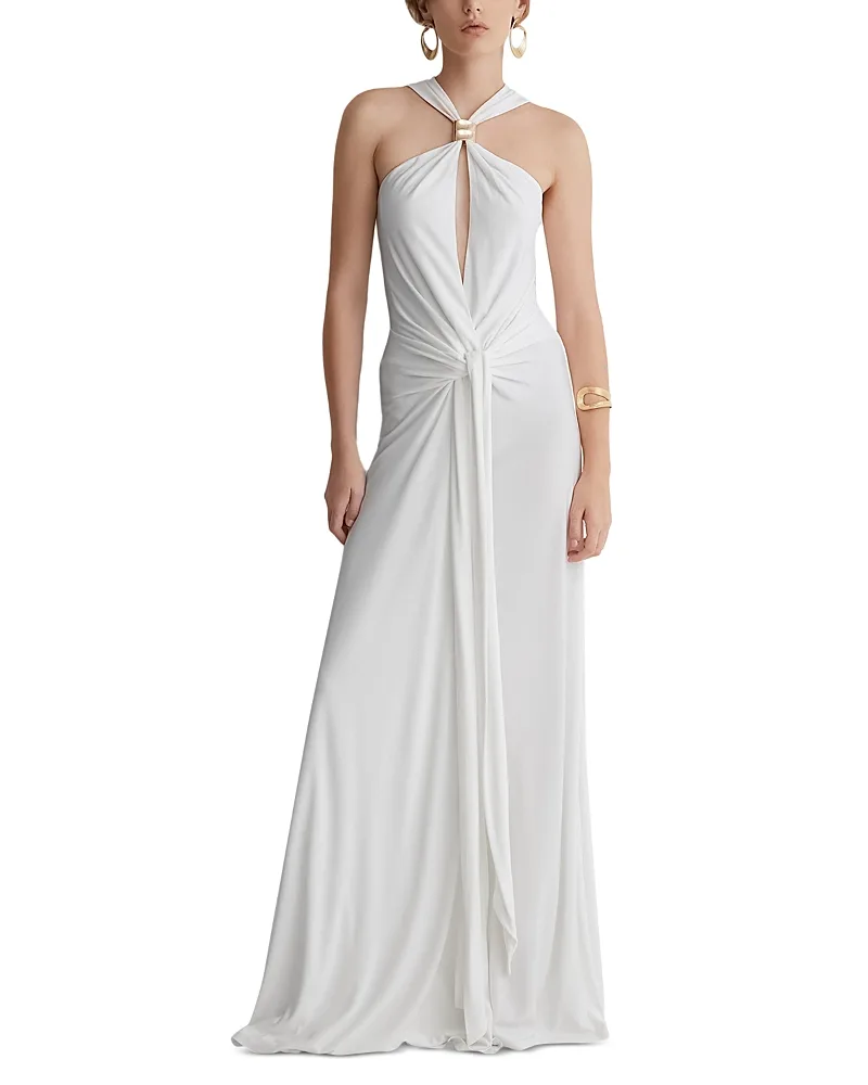 Fortuna Halter Draped Maxi Dress by Reiss