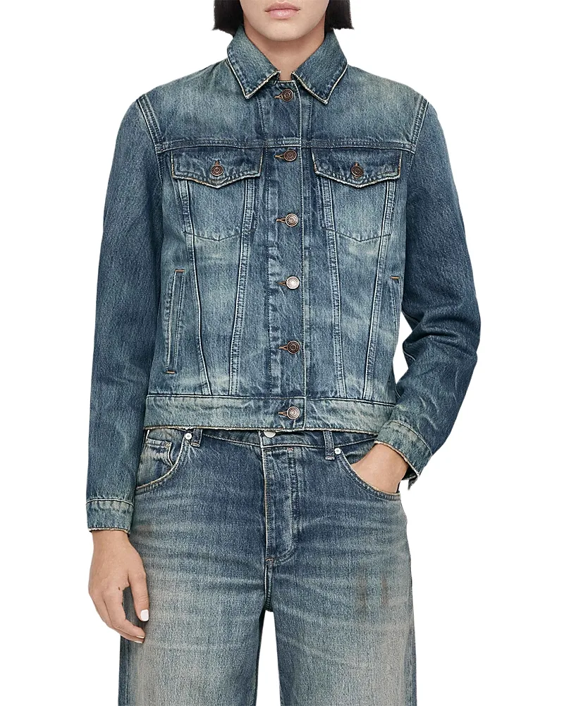 Cotton Faded Denim Trucker Jacket