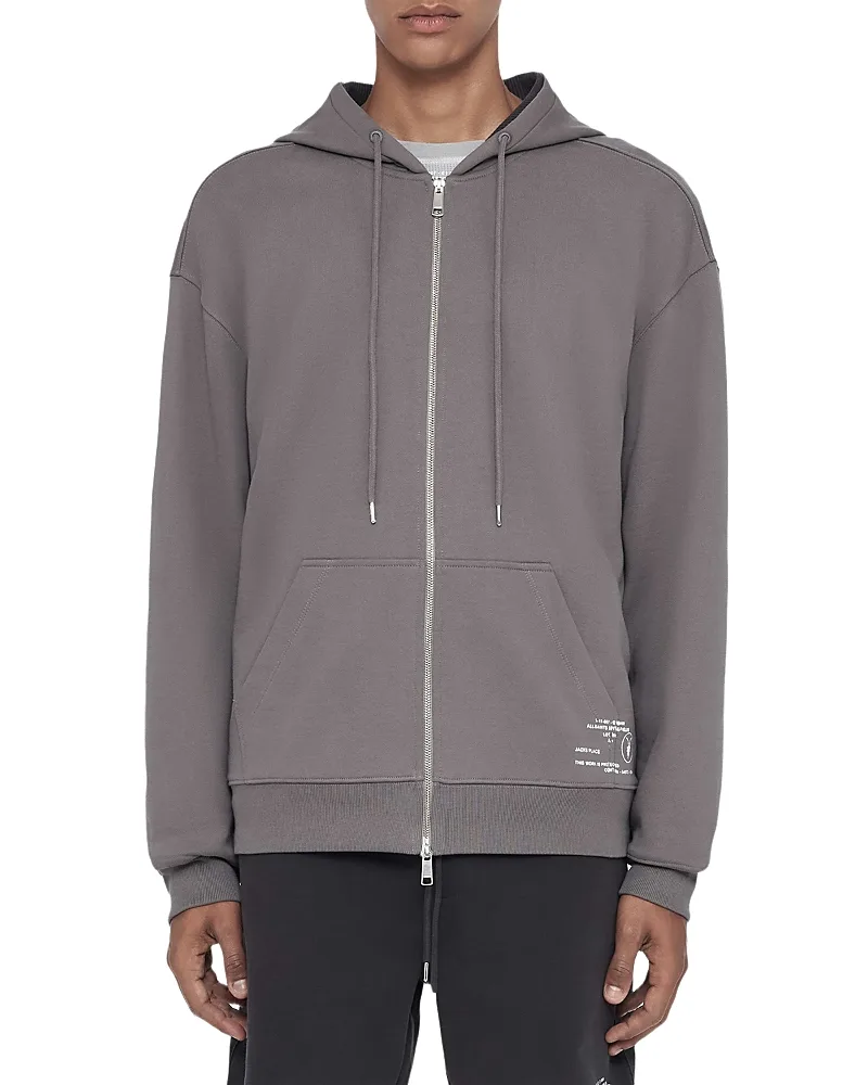 Raphy Cotton Logo Zip Drawstring Hoodie by AllSaints
