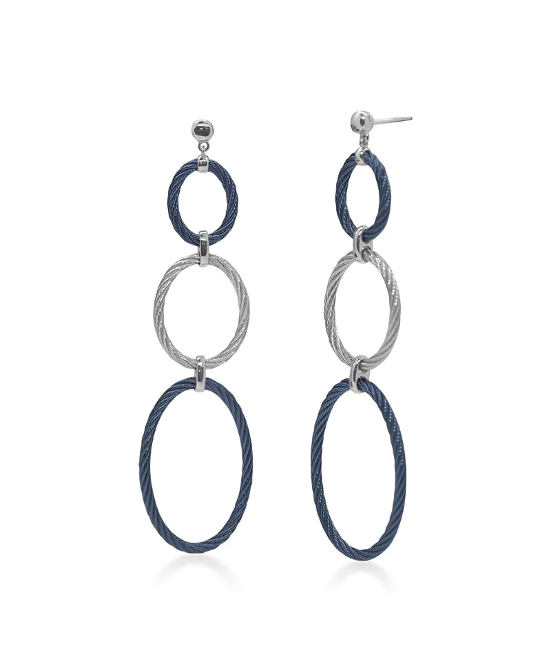 Blueberry and Grey Triple Oval Drop Earrings by Alor