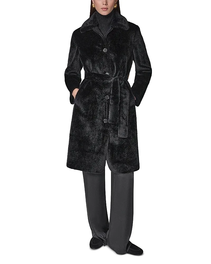 Faux Fur Belted Coat by DKNY