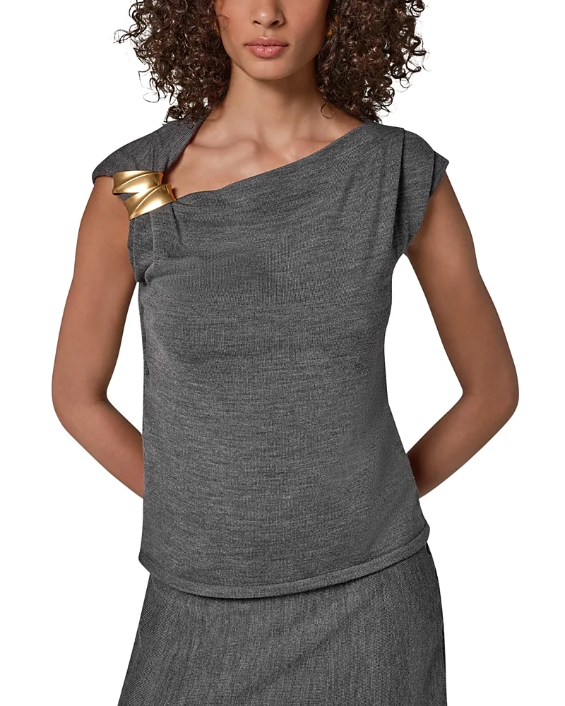 Wool Asymmetric Top by Donna Karan New York